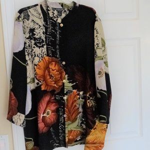 Citron of Asian print mandarin button front tunic